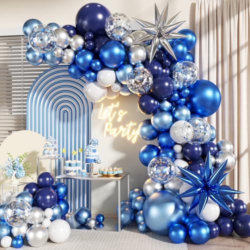 Blue Silver Balloon Garland Arch Kit - 140Pcs for Celebrations