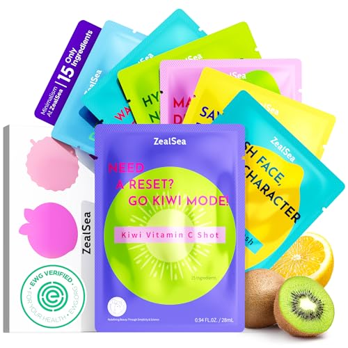 ZealSea EWG Face Mask Set - 7 Fruit Solutions for Deep Hydration