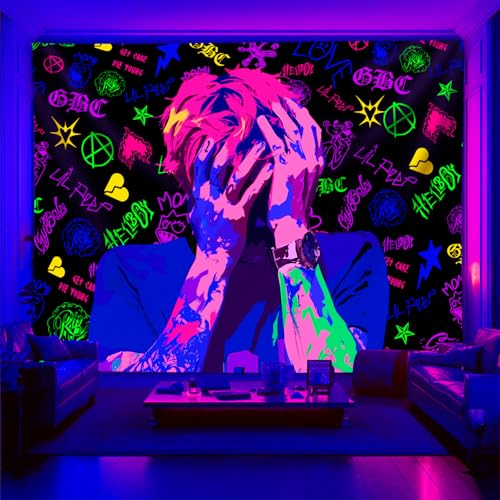 Lil Peep Tapestry Blacklight Poster - 40x30 Inch Hip Hop Decor