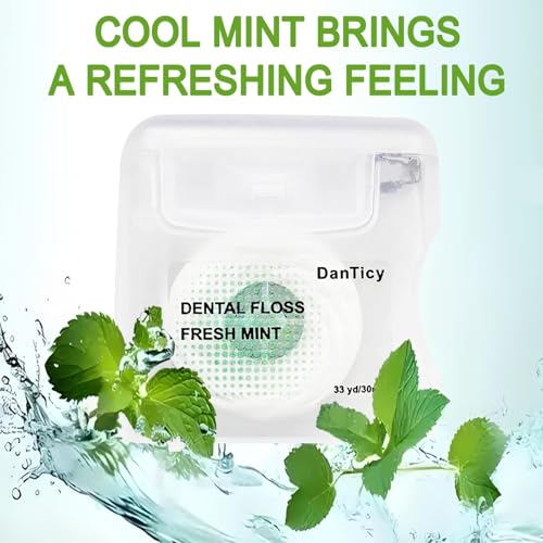 DanTicy 2 Pack Expanding Coconut Oil Mint Dental Floss for Wide Spaces, Implants & Braces