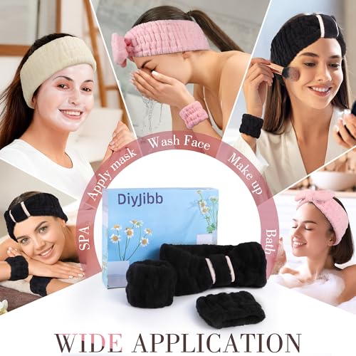 DiyJibb 9-Piece Spa Headband & Wristband Set for Women