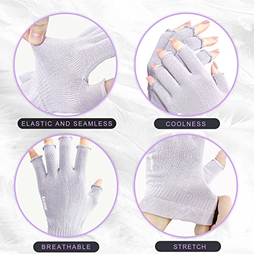 GSAFEME Fingerless Cotton Gloves for Dry Hands - Moisturizing, Purple S/M (Pack of 3)