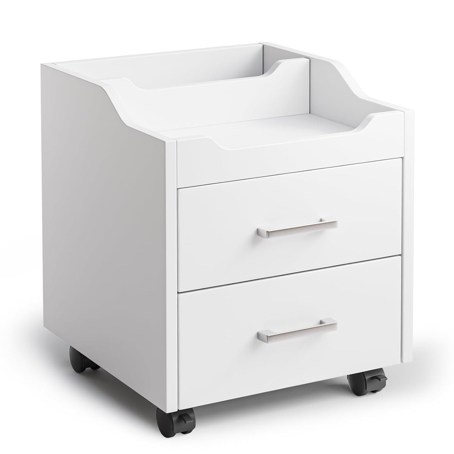 OmySalon Pedicure Cart - Portable Nail Trolley with 2 Drawers | White Foot Bath & Lockable Wheels for Spa Use