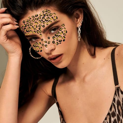 BLGTGH Style16 Leopard & Cheetah Temporary Tattoos 8 Sheets Waterproof Face Body Art Halloween