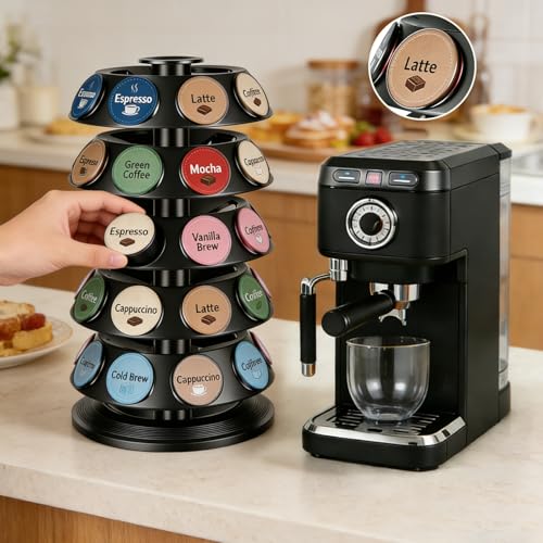 K Cup Holder for Keurig - 40 Pod Carousel Organizer with 360° Spin