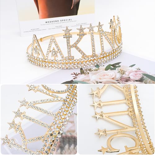 Gold King Crown & Sash Set for Birthday Party - Premium Tiara for Men, Adjustable, Amariver