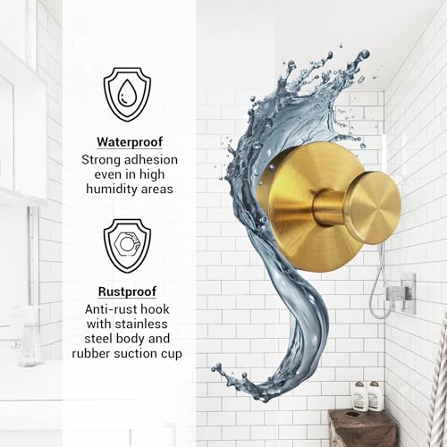 Welsa Gold Suction Cup Hooks - 2 Pack, Heavy Duty, No Drill