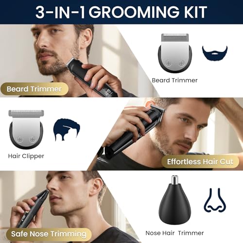 Ufree 3-in-1 Beard Trimmer & Grooming Kit - IPX6 Waterproof Electric Razor