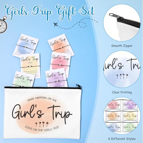 Girls Trip Gift Set — 18 Pcs Sunnymove Makeup Bags, Heart-Shaped Bracelets & Cards (Variation: Girls Trip)