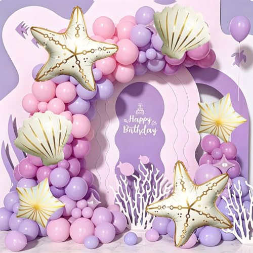 6Pcs Under the Sea Starfish & Seashell Balloons Set