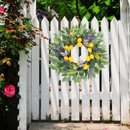 24 Inch Lemon Wreath for Front Door - Artificial Spring Decor