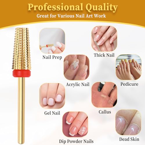 5-in-1 Tungsten Nail Drill Bits for Acrylic & Gel Nails
