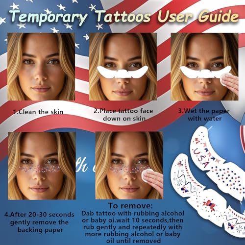 Patriotic Glitter Freckle Tattoos Set for 4th of July Celebrations