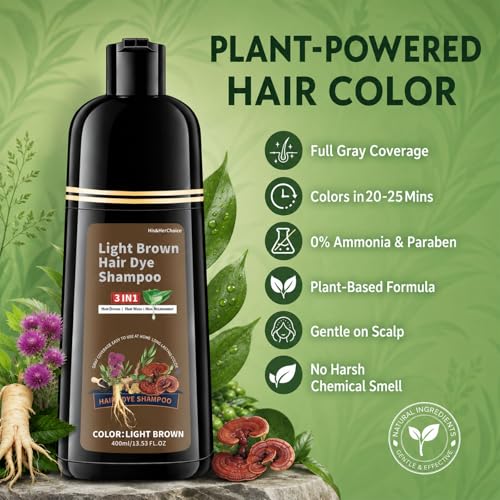 HIS&HERCHOICE Light Brown 3-in-1 Hair Dye Shampoo for Gray Coverage