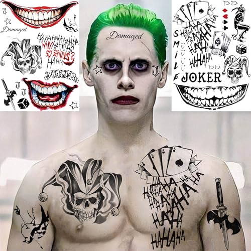 FANRUI Jok Halloween Face Tattoos 6 Sheets Temporary Body Art for Adults & Kids