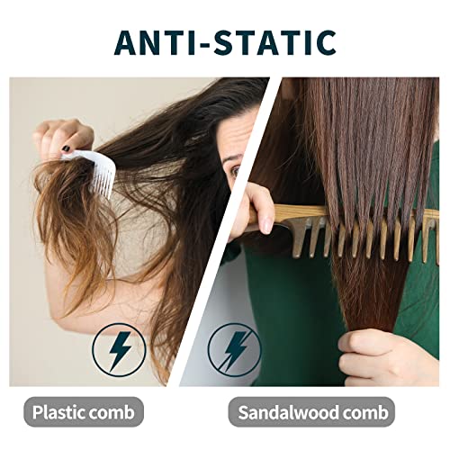 BESTOOL Extra Large Natural Sandalwood Wide Tooth Comb for Curly Thick Hair