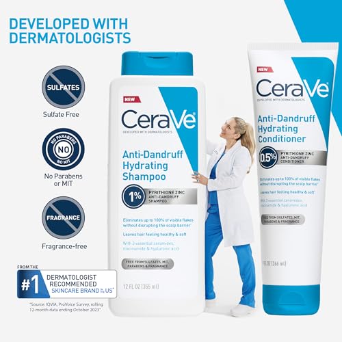 CeraVe Hydrating Anti-Dandruff Shampoo 12oz Pack of 2 - Sulfate-Free, Scalp Relief
