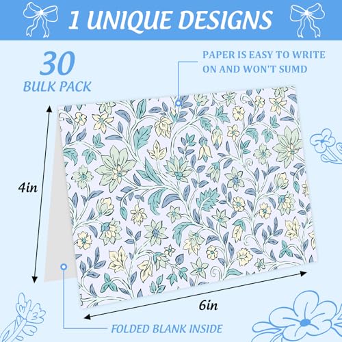 Quera Floral Greeting Cards with Envelopes - 30 Pack, 4x6