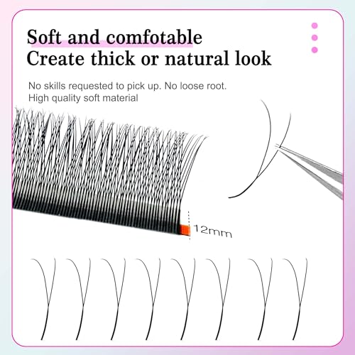 CoMango Y Eyelash Extensions Premade 2D Fans 0.07mm B/C/D Curl 8-15mm Black Variation
