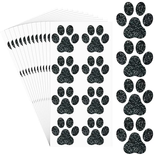 240 Pcs Dog Paw Glitter Temporary Tattoos - 30 Sheets Body Stickers