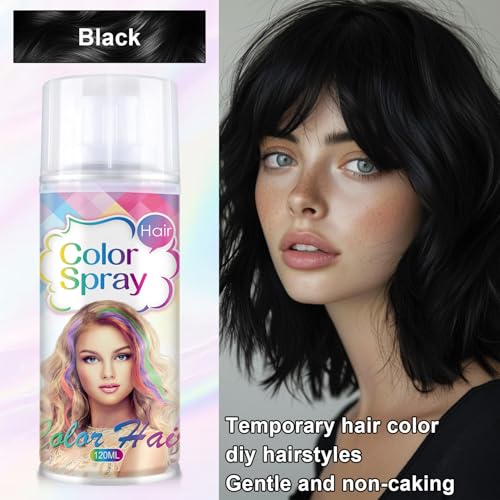 Temporary Black Hair Color Spray for Women & Kids - Washable Dye