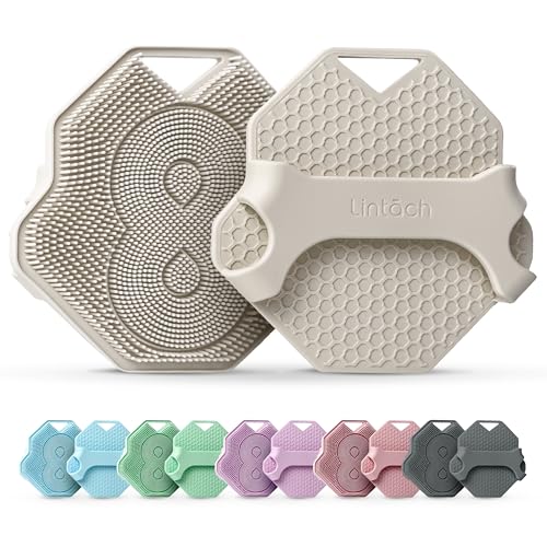 LINTACH White Sand Silicone Shower Body Scrubber - Exfoliating Loofah Alternative, Hygienic & Travel-Friendly