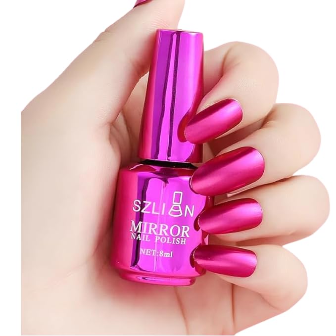 Cherry Pink Red Metallic Nail Polish - Long-Lasting Mirror Finish | Quick Dry 6ml