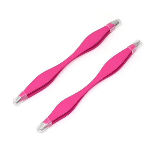 yueton 2pcs Double End Precision Pointed and Slant Tip Tweezers Set for Eyebrow and Ingrown Hair