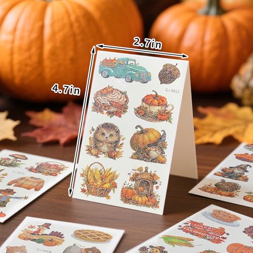 Glitter Thanksgiving Tattoos Set - 12 Sheets of Festive Designs