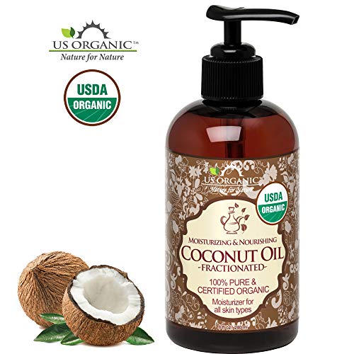 US Organic Fractionated Coconut MCT Oil - 8 Fl Oz - USDA Certified Organic Carrier Oil for Skin & Hair
