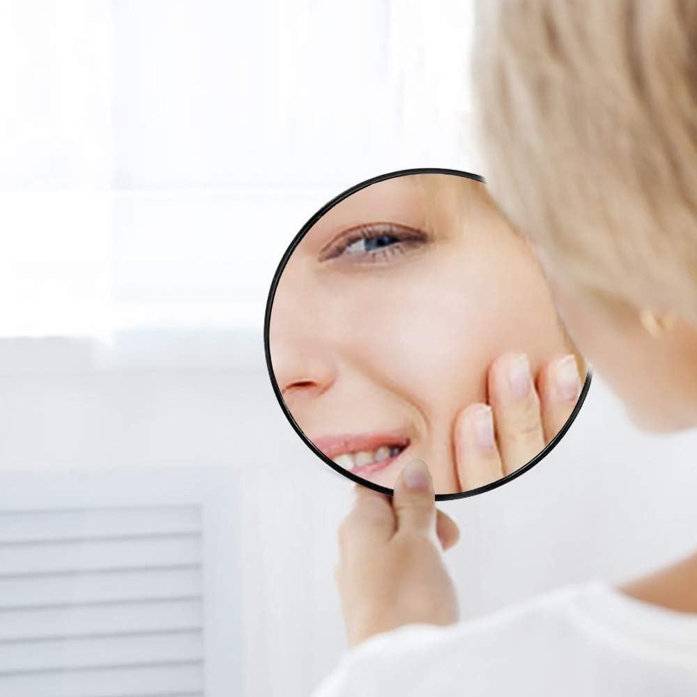 50X Magnifying Mirror with 2 Suction Cups, 3.5 inches Magnified Makeup Mirror and Slant Tweezers,Black,1PC