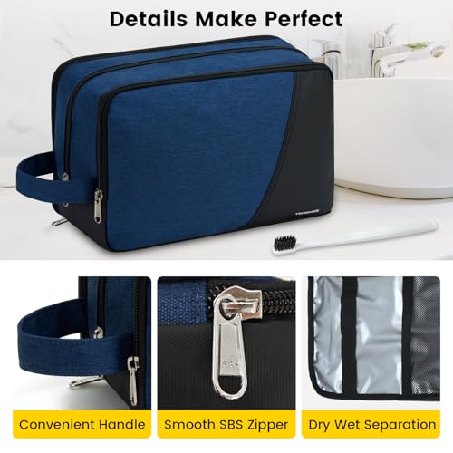 Vorspack Large Water-Resistant Travel Toiletry Bag for Men Navy Blue