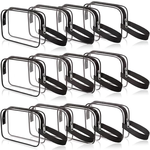 Silkfly Black 12 Pack PVC Clear Toiletry Bags Travel Cosmetic Organizer