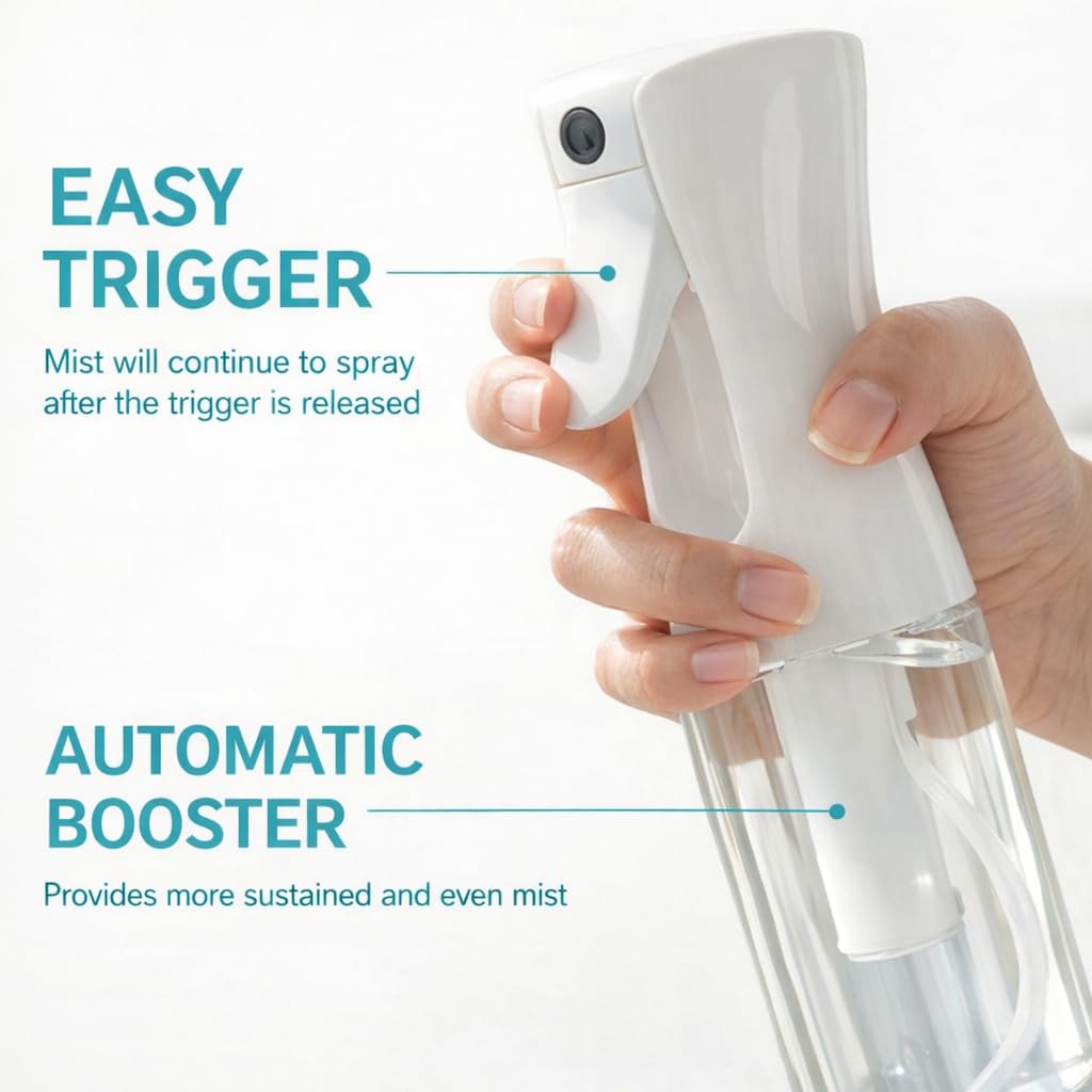 Mutaomay Continuous Spray Bottles,Spray Bottle for Hair&Water Spray Bottle for Travel Essentials, Multi-Use ，Beauty， Care, Makeup, Hydration & Pet Grooming-200ml