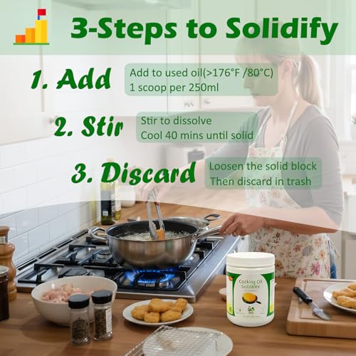 Plant-Based Cooking Oil Solidifier Powder for Easy Disposal - 12 oz