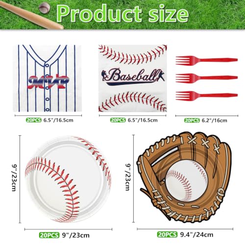 Baseball Party Plates and Napkins Set for Kids - 100 Pcs