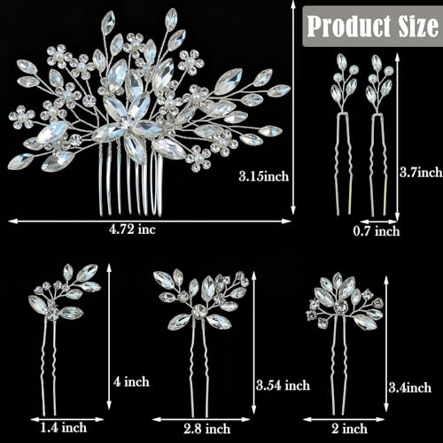 Miskate 6-Piece Bridal Hair Accessory Set: Pearl & Rhinestone Pins & Comb