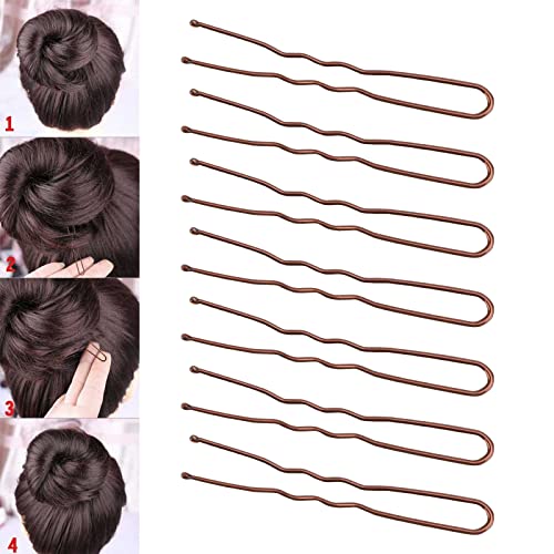 300 Brown U-Shaped Hair Pins for Ballet Styles - 5cm