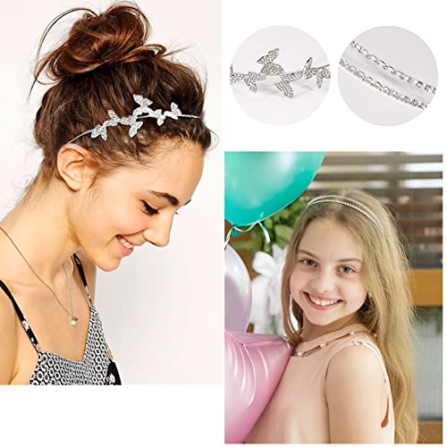 Wecoe Silver Rhinestone Flower Girl Headbands Wedding Hair Accessories