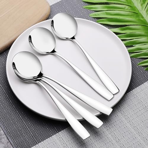 Kekow 12-Piece Stainless Steel Soup Spoons Set - Durable & Mirror Polished