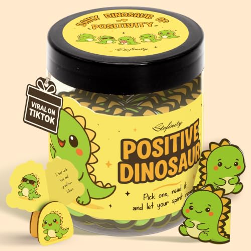 Positive Dinosaur Jar with 60 Affirmation Cards & Stand