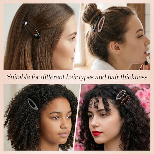 Obeoby Tortoiseshell Oval Hair Clips Set - 30 Stylish Snap Barrettes for Women & Girls