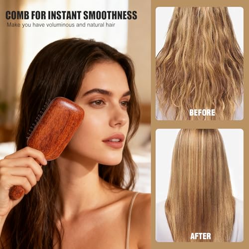 BS-MALL Premium Sandalwood Wide Tooth Hair Comb Set - 2 Pcs