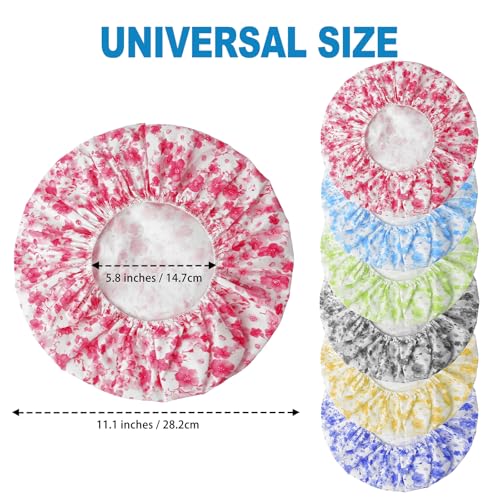 6 Pack Reusable Waterproof Shower Caps for Women - PEVA Hair Cover