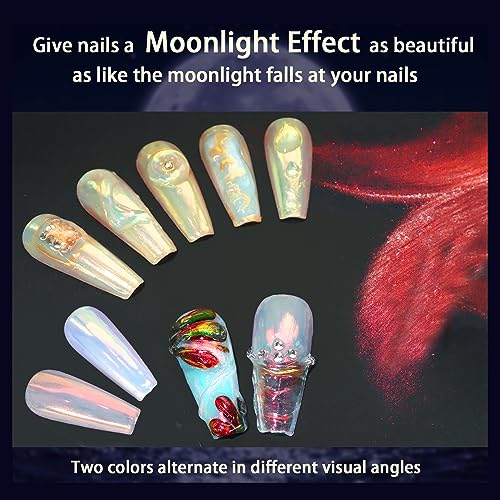 Allstarry Sunset Field Unicorn Chrome Nail Powder Aurora Mermaid Iridescent White Pearl