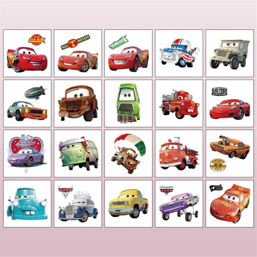 CAR20 20-Pack Kids Cars Temporary Tattoos Waterproof Body Art Stickers