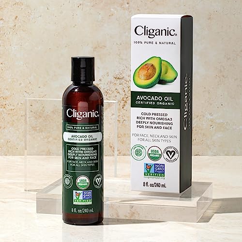 Cliganic Organic Avocado Oil - 100% Pure Cold-Pressed Carrier Oil (8oz)