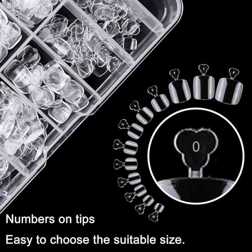 LuckForever 240pc Clear Press-On Short Square Toenail Tips