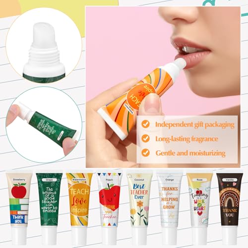24 Pcs Teacher Appreciation Lip Balm Set - Moisturizing Bulk Gift Pack