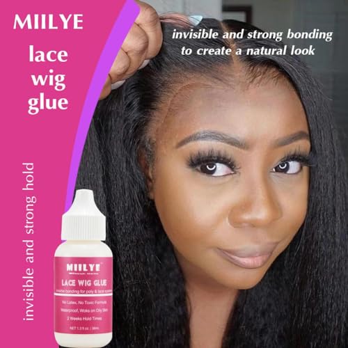 MIILYE Waterproof Lace Wig Glue 38ml Strong Hold Hair Adhesive with Headband